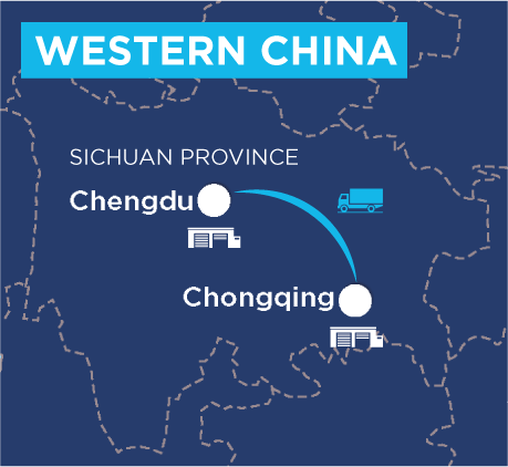 LKW-Karte von Chengdu nach Chongqing