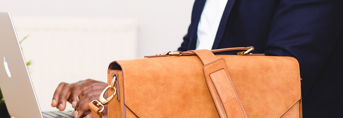 a brown leather bag for business
